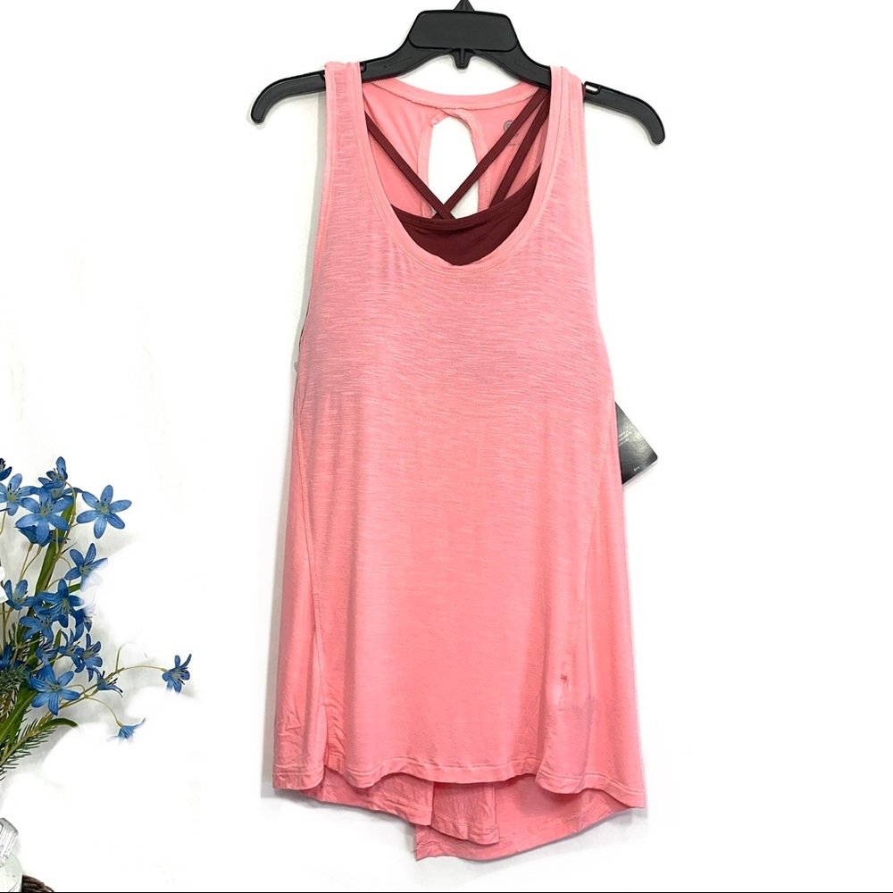 C9 by Champion Airo Women's Coral Burgundy Athletic Sleeveless Layered Top - NWT